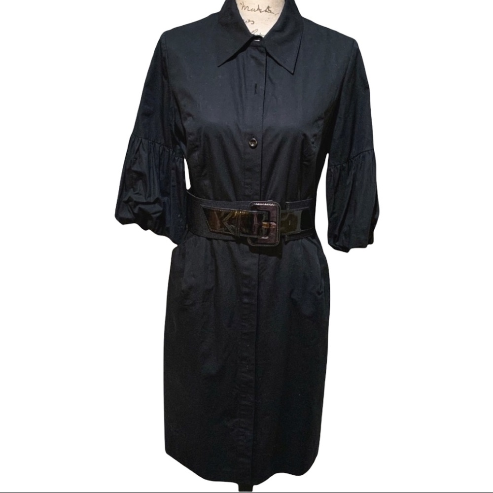 Shani Belted Black Bubble Sleeve Shirtdress Size 12